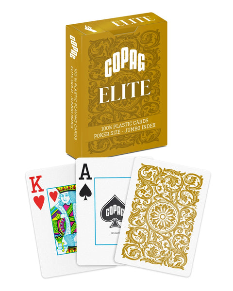 Copag 1546 Elite 100% Plastic Playing Cards Jumbo Index Poker Size Gold NEW