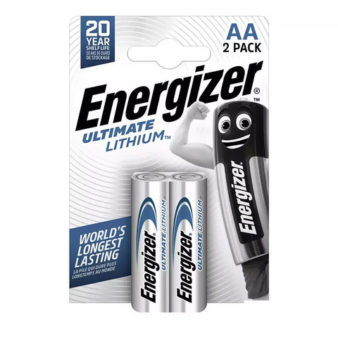 2x Energizer Ultimate Lithium AA L91 Batteries 1.5V LR6 FR6 Mignon