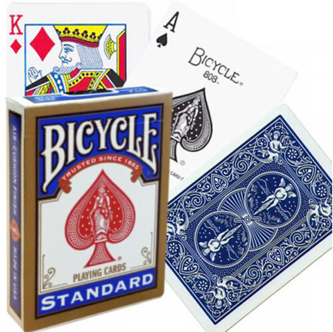 Bicycle Rider Back Standard Poker Playing Cards Blue Deck Gold Frame