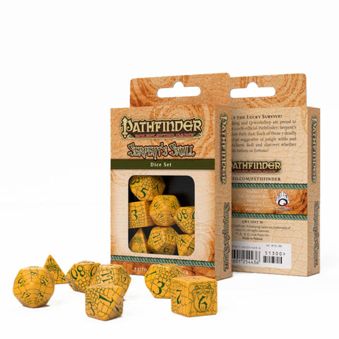 Pathfinder Serpent's Skull Dice Set Yellow Green Engraved Q-Workshop