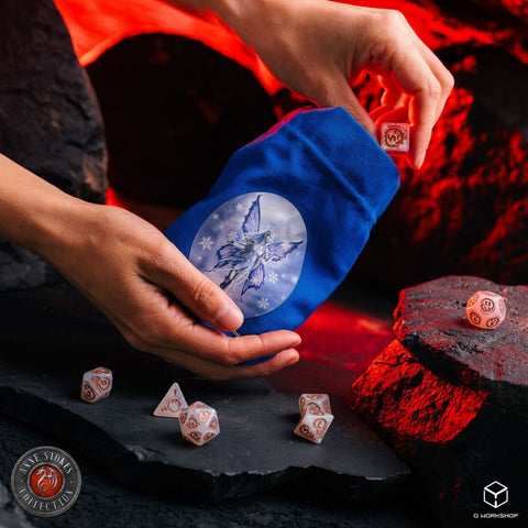 Anne Stokes Snow Fairy Dice Pouch Drawstring Bag by Q-Workshop