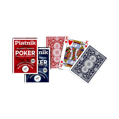 Piatnik Classic Poker Playing Cards 4-Index Deck 55 Cards Red/Blue