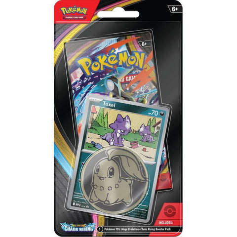 Pokemon TCG Mega Evolution Chaos Rising Checklane Blister Toxel Promo + Coin ENG