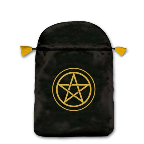 Black Velvet Pentacle Tarot Card Bag Drawstring Pouch by Lo Scarabeo