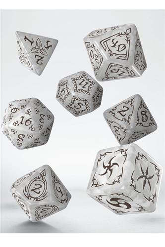 Q-Workshop Tribal Pearl & Brown 7-Die Polyhedral RPG Set Anne Stokes