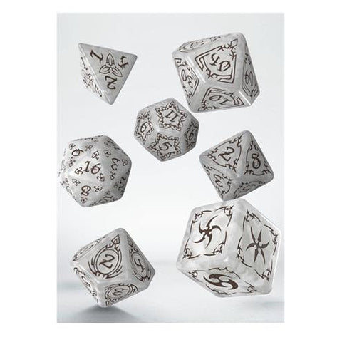 Q-Workshop Tribal Pearl & Brown 7-Die RPG Dice Set by Anne Stokes