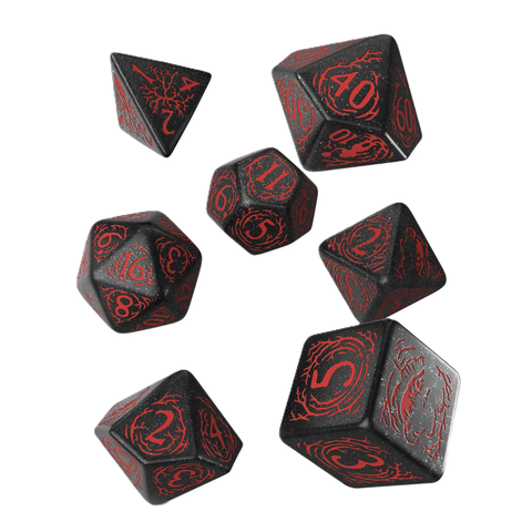 IT: Welcome to Derry Dice Set Q-Workshop Black Glitter Red 7-Die Polyhedral RPG