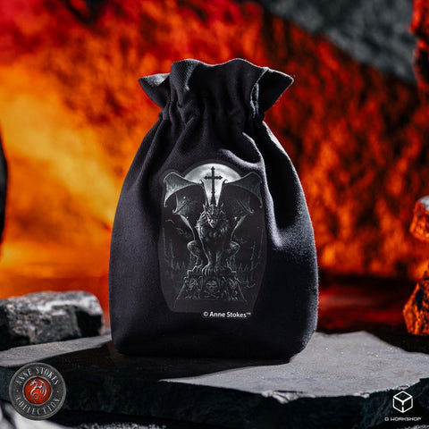 Anne Stokes Gargoyle Dice Pouch Black Cotton RPG Bag by Q-Workshop