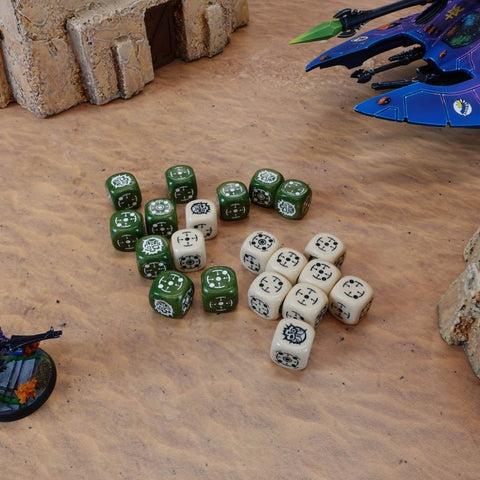 Crosshairs Compact D6 Dice Set Beige & Olive Rpg Dices Q-Workshop Stca03