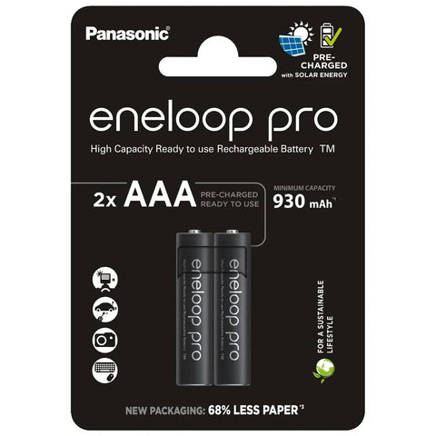 2x Panasonic Eneloop Pro AAA 930mAh NiMH 1.2V Rechargeable Batteries
