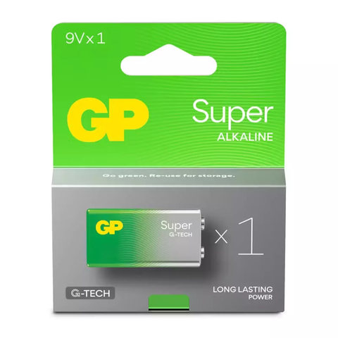 Gp Super Alkaline G-Tech 6Lr61 9V Battery Long Lasting Power Blister Exp 2028
