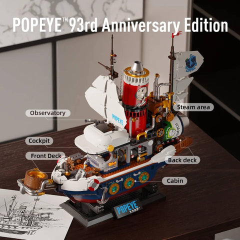 Popeye Treasure Hunt Steamship Building Set Model Kit Blocks Toy