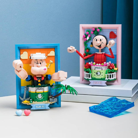 Popeye and Olive Oyl Construction Toy Set Cartoon Building Blocks Model Kit