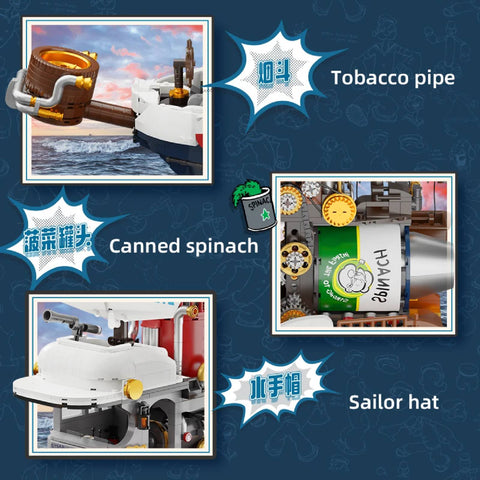 Popeye Treasure Hunt Steamship Building Set Model Kit Blocks Toy