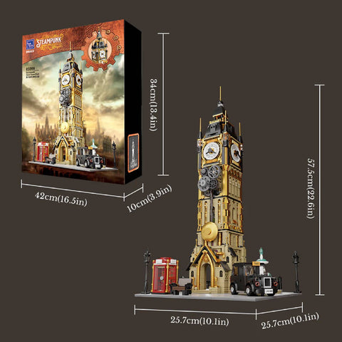 Steampunk Clock Tower Park Building Set Model Kit Blocks Toy Vintage Style
