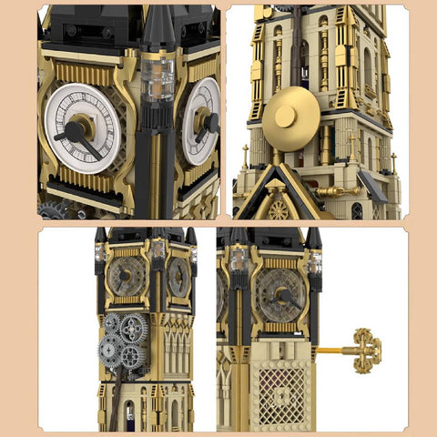 Steampunk Clock Tower Park Building Set Model Kit Blocks Toy Vintage Style