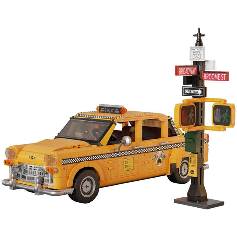 New York Yellow Taxi Cab Construction Set Model Kit Blocks City Car Toy