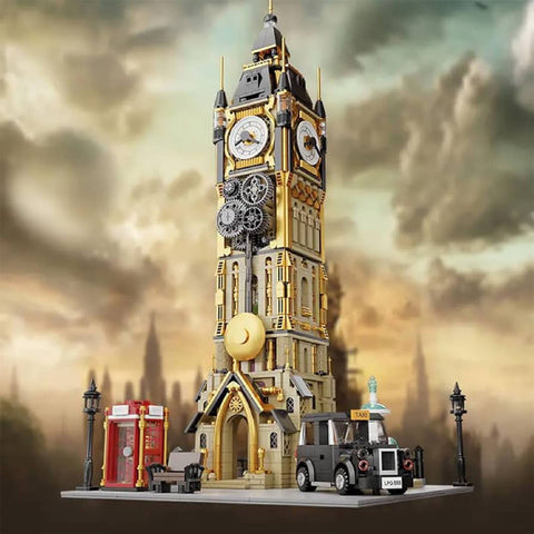 Steampunk Clock Tower Park Building Set Model Kit Blocks Toy Vintage Style