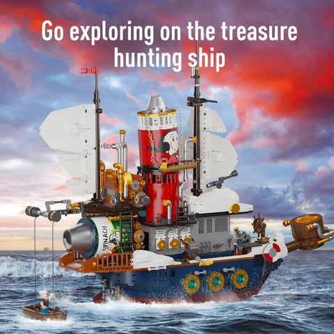 Popeye Treasure Hunt Steamship Building Set Model Kit Blocks Toy