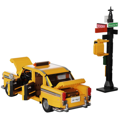 New York Yellow Taxi Cab Construction Set Model Kit Blocks City Car Toy