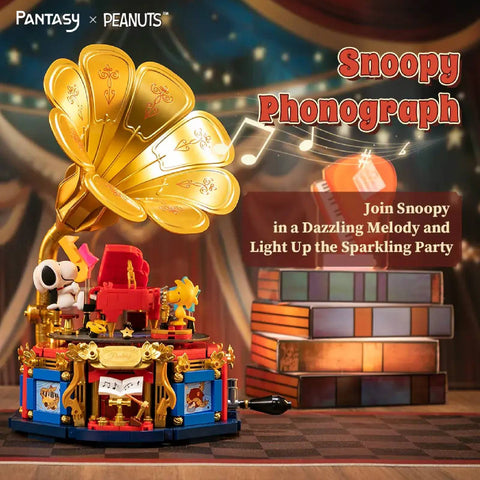 Snoopy Phonograph Building Set Peanuts Gramophone Model Kit Blocks Toy