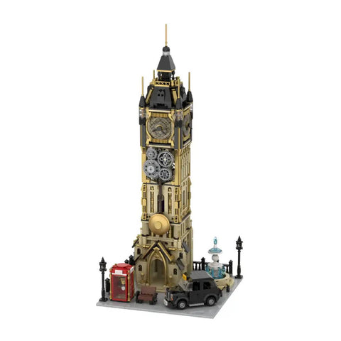 Steampunk Clock Tower Park Building Set Model Kit Blocks Toy Vintage Style