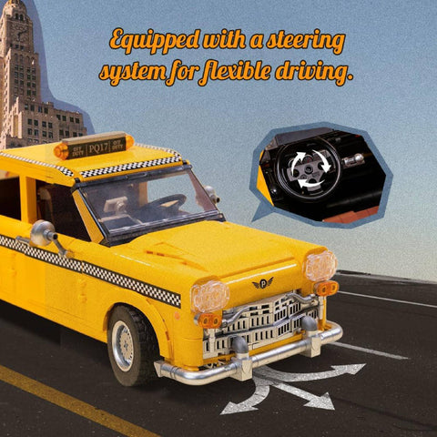 New York Yellow Taxi Cab Construction Set Model Kit Blocks City Car Toy