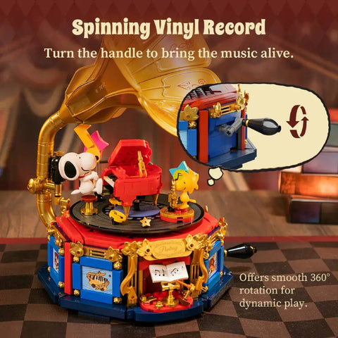 Snoopy Phonograph Building Set Peanuts Gramophone Model Kit Blocks Toy