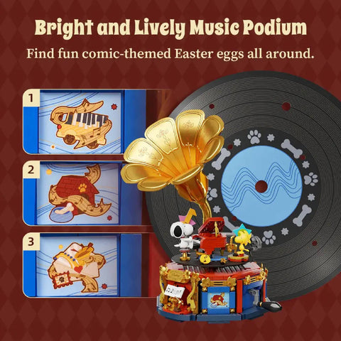 Snoopy Phonograph Building Set Peanuts Gramophone Model Kit Blocks Toy