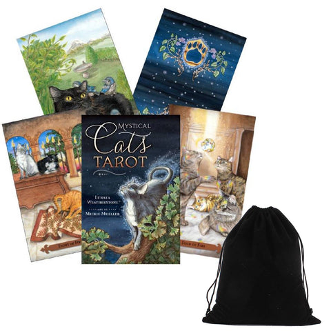 Mystical Cats Tarot Karten Deck W. Mueller Llewellyn Mit Samtbeutel With Bag