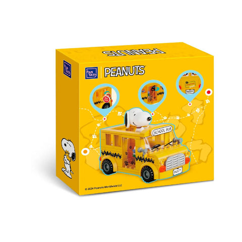 Snoopy School Bus Building Set Peanuts Construction Toy Model Kit Blocks