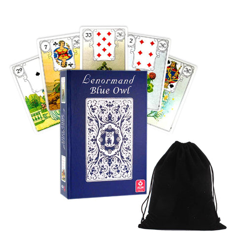 Lenormand Blue Owl Premium Edition Silver Foil Cards Deck Agm With Bag