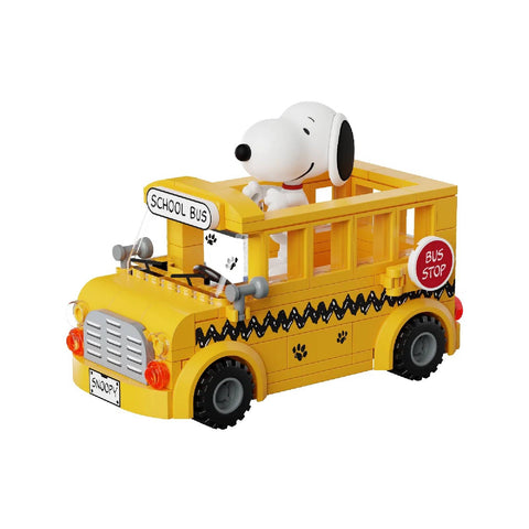 Snoopy School Bus Building Set Peanuts Construction Toy Model Kit Blocks