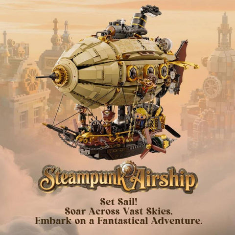 Steampunk Airship Building Kit Model Construction Set Vintage Style Blocks