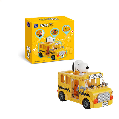 Snoopy School Bus Building Set Peanuts Construction Toy Model Kit Blocks