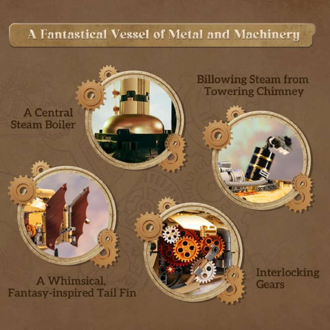 Steampunk Airship Building Kit Model Construction Set Vintage Style Blocks