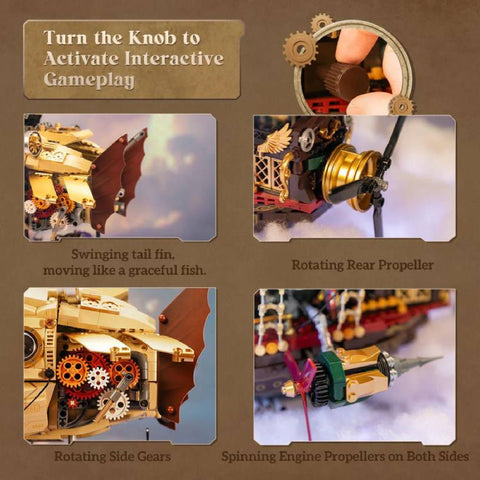 Steampunk Airship Building Kit Model Construction Set Vintage Style Blocks