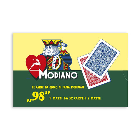 Modiano 98 Poker 2 Cards Decks Set Red Blue Back Poker Size Made In Italy
