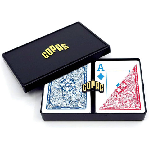 Copag Legacy 4 Color Poker Size Playing Cards Double Deck Jumbo Red Blue
