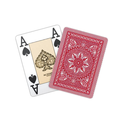 Poker Modiano Red Plastic Playing Cards 4 Large Index Poker Size