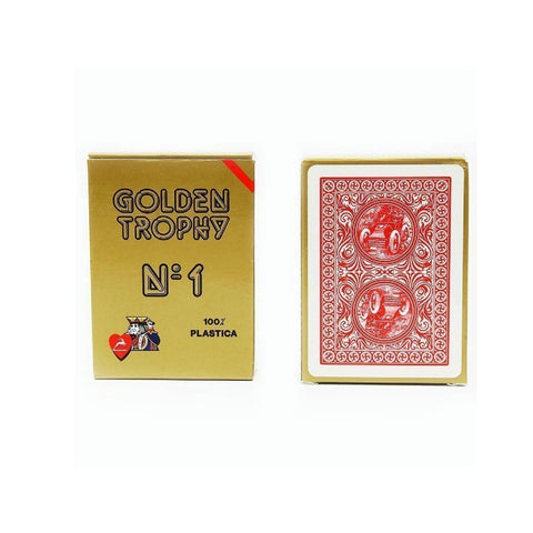 Golden Trophy Red Poker Playing Cards Deck N1 Plastic Modiano