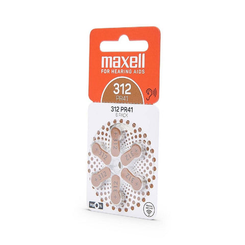 18x Maxell Size 312 Pr41 Hearing Aid Batteries 1.45V Zink Air Mercury Free Cell