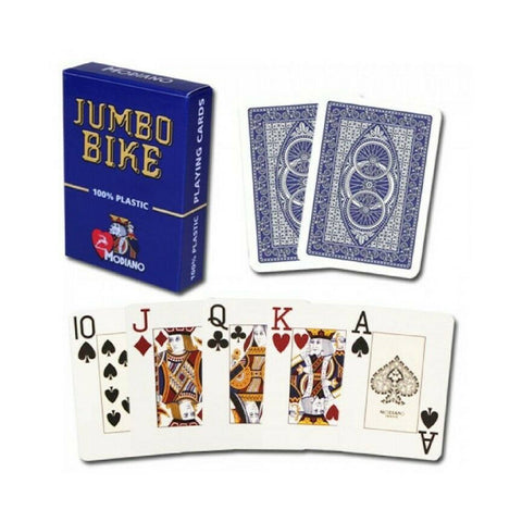 Jumbo Bike Trophy Decks Blue Playing Cards Modiano 100% Plastic Poker