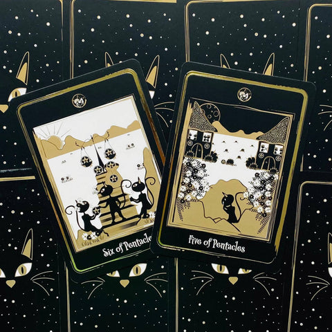 Golden Black Cat Tarot Cards Deck Helena De Almeida Agm Urania With Bag