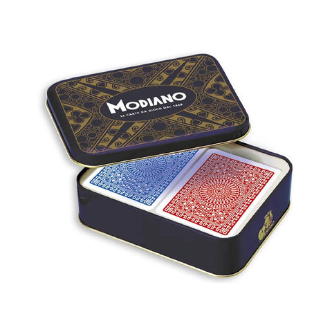 Ramino Club Tin Pack Playing Cards Double Deck In Latta Italy Modiano