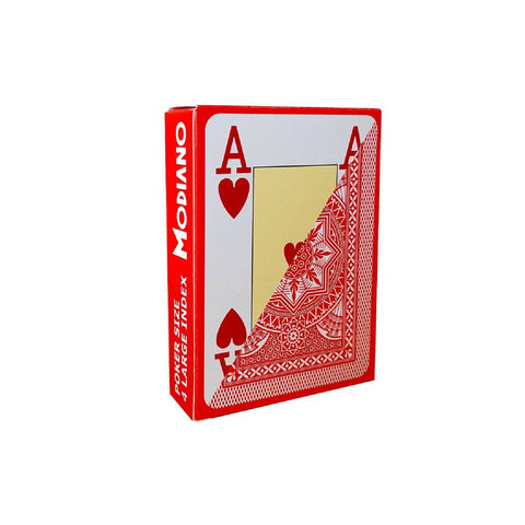 Poker Modiano Red Plastic Playing Cards 4 Large Index Poker Size