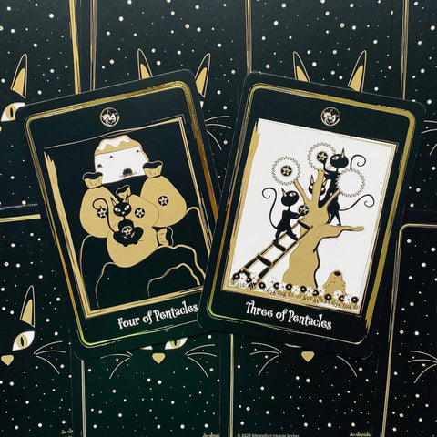 Golden Black Cat Tarot Cards Deck Helena De Almeida Agm Urania With Bag
