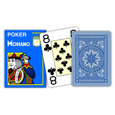 Poker Modiano Blue Plastic Playing Cards 4 Large Index Poker Size