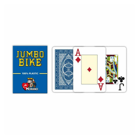 2 Jumbo Bike Trophy Decks Blue Red Playing Cards Modiano 100% Plastic Poker