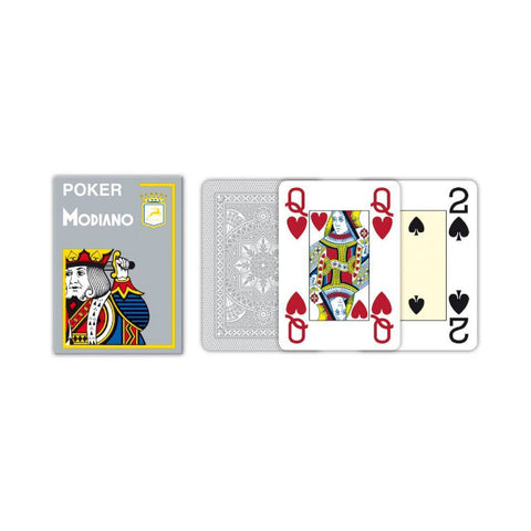 Modiano Poker Playing Cards Deck 4 Jumbo Index Large Grey Plastic
